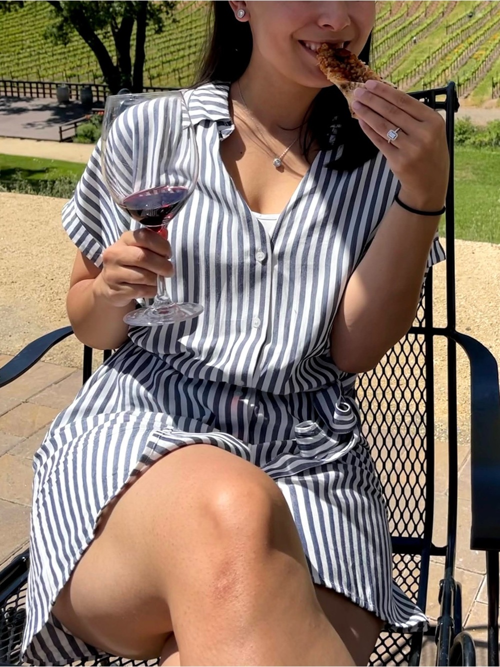 Striped Shirt Dress in Navy and White